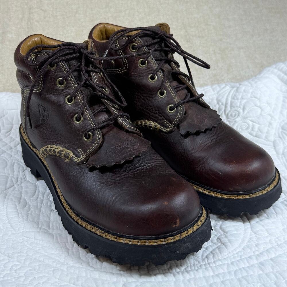 Ariat Women's 7.5 Brown Canyon Leather Round Toe Lace Up Western Boots Casual